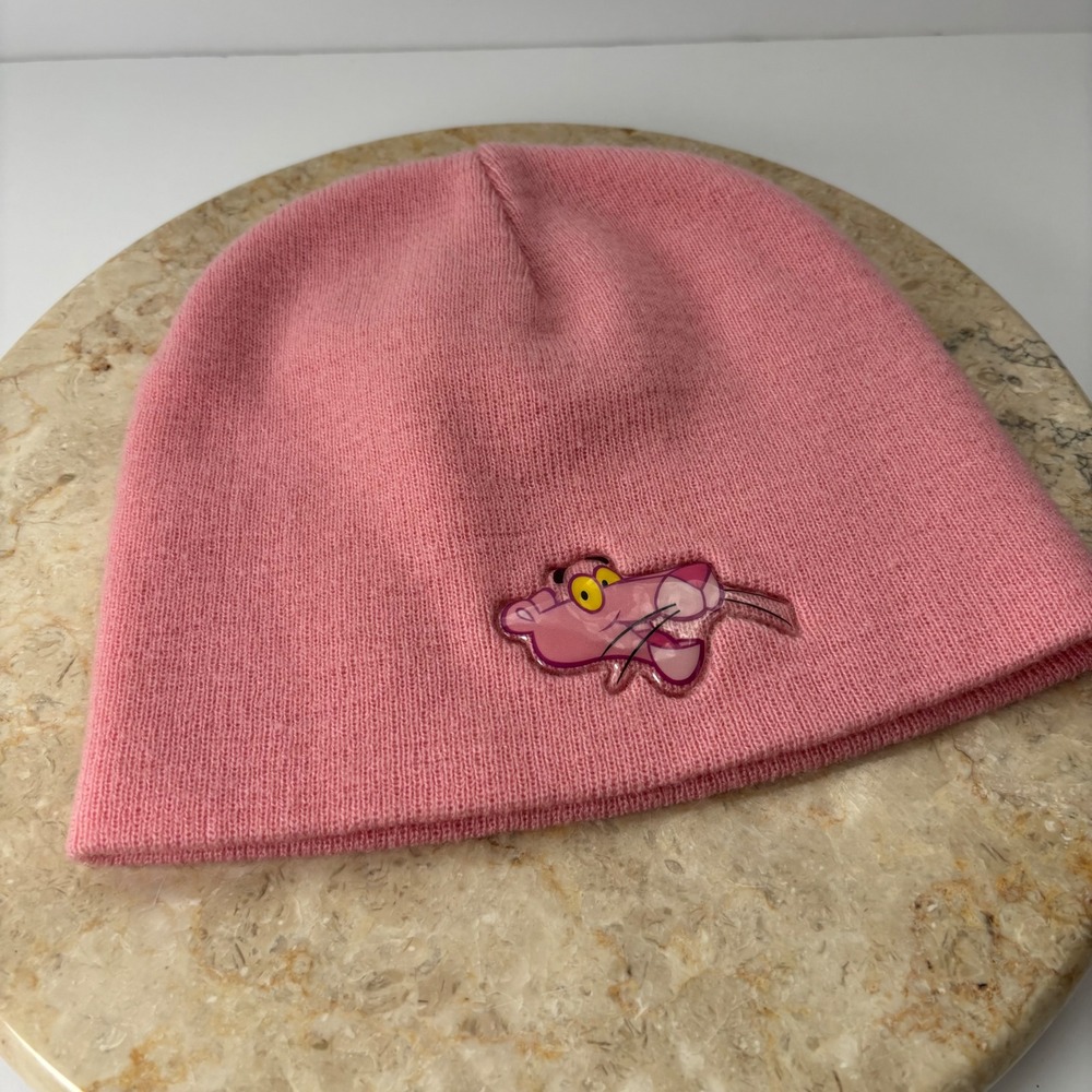 Vintage Kids Pink Panther‎ Beanie Hat Acrylic One Size Fits All Pink Y2K